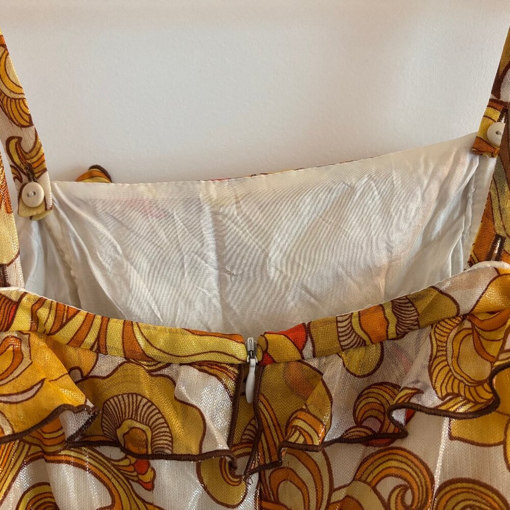 Anna Sui Silk Cocktail Dress, Gold, Size 4 💛 Two-Way Strapless or Babydoll - Picture 7 of 13